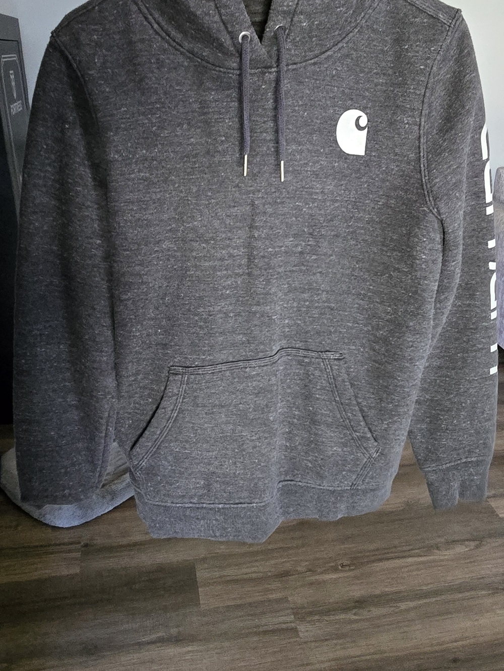 Carhartt Men's Heather Charcoal Pullover Hoodie with Logo